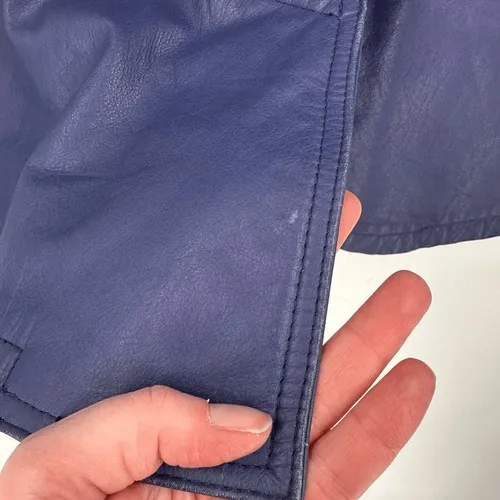 Wilsons Leather Trench Coat Womens M Blue Thinsulate Zip Lining Vintage 90s - Image 15