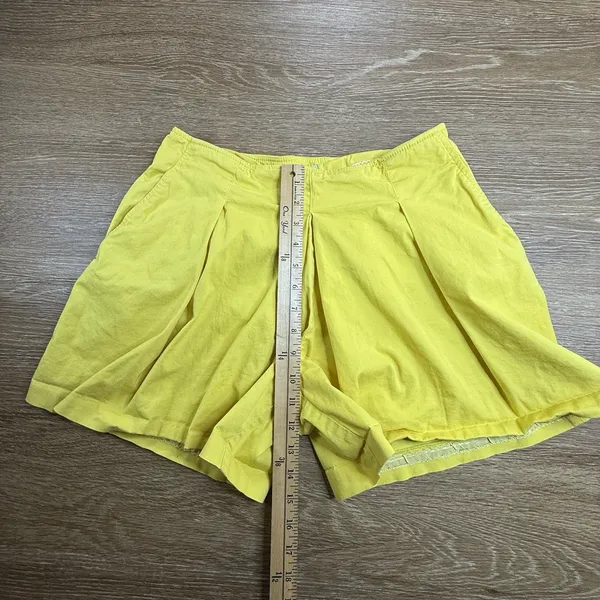 Maeve Anthropologie Pleated Shorts Women's 4 Yellow High Rise Cotton Stretch EUC - Image 7