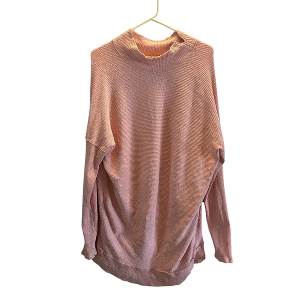 We The Free pink ribbed oversized mock-neck sweater Medium - Image 2