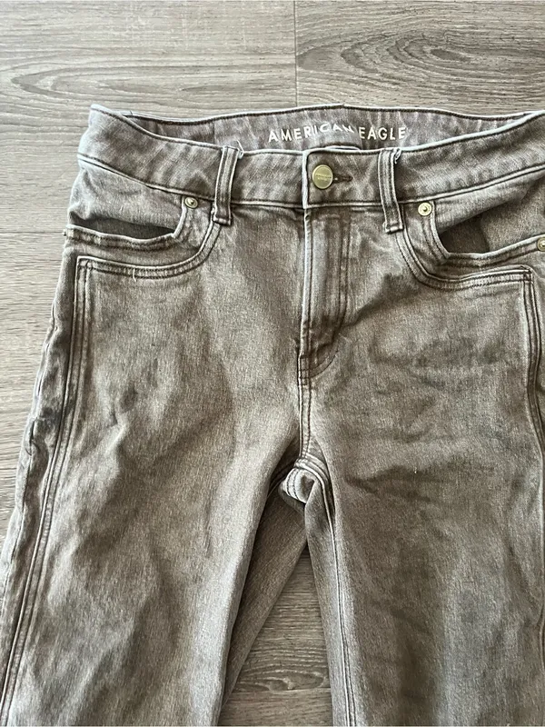 American Eagle Stovepipe Jeans Womens 2 Brown Taupe High Rise Straight Stretch - Image 4