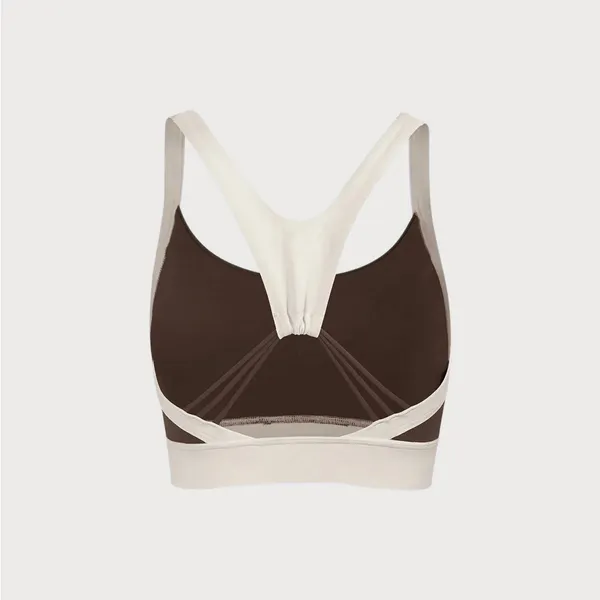 Berlook Activewear Coffee Contrast U Neck Sports Bra - Light Support - Image 6