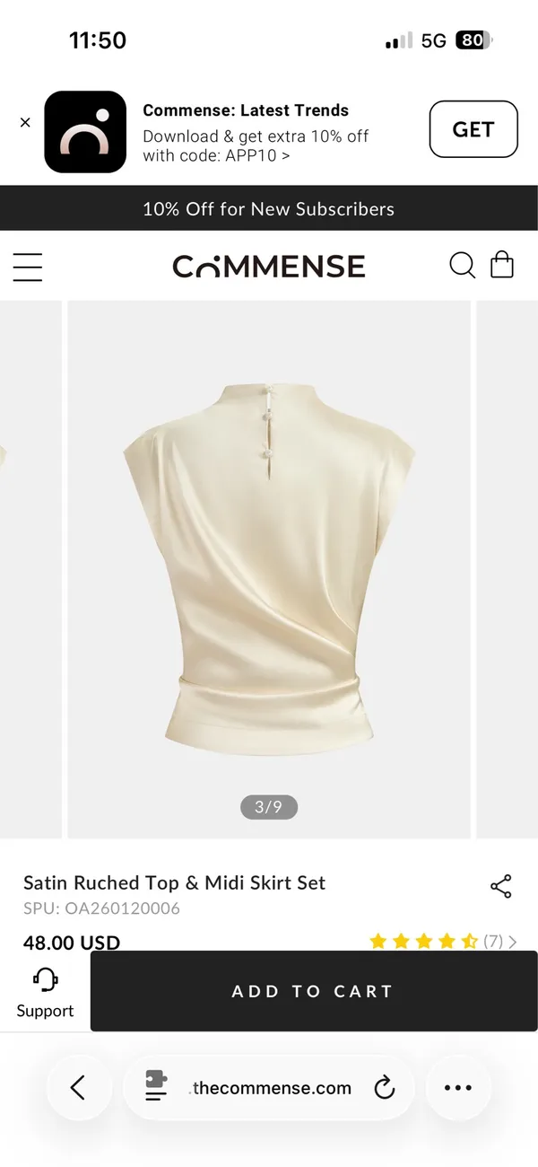 Commence Satin Ruched Top & Midi Skirt Set - Image 3
