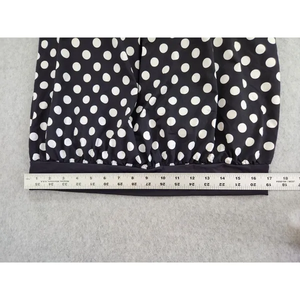 Lands End Wire Free Swim Top Size 12 D‎ Swimsuit Black w/ White Polka Dots - Image 3