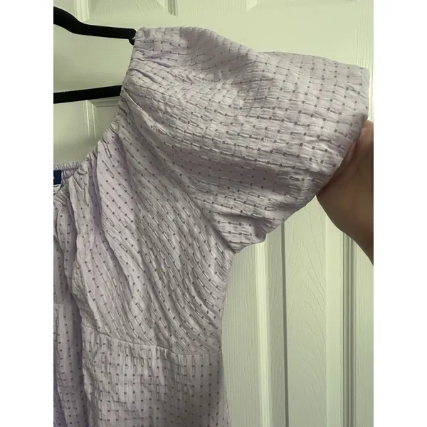 Old Navy Women’s Medium Lavender Purple Swiss Dot Smocked Puff Sleeve Dress - Image 2
