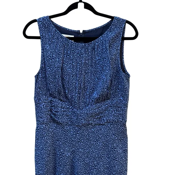 Talbots Size 8 100% Silk‎ Blue Sleeveless Floral Maxi Midi Dress - Image 3
