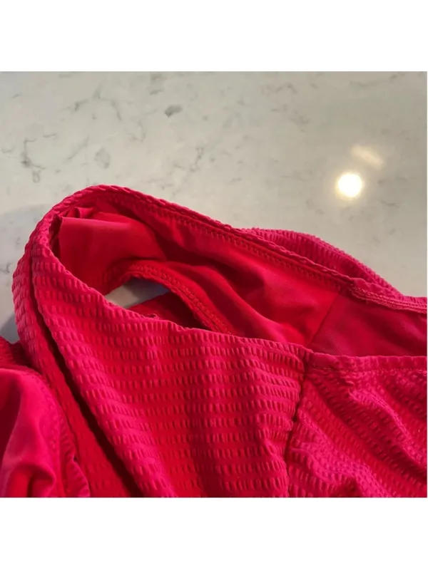 Sea Level Swim Red One-Shoulder Textured Swimsuit Size 4 - Image 6