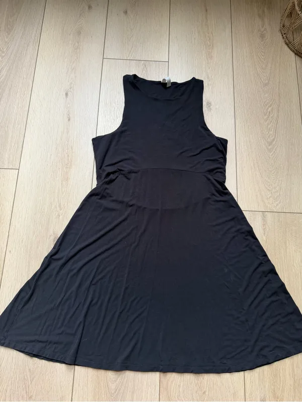 Athleta Santorini Thera Dress Sleeveless Black A-Line Dress Size Large Modal - Image 8