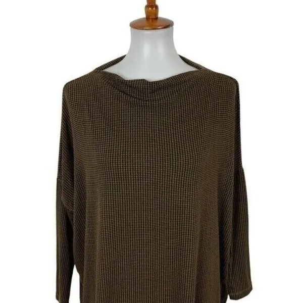 Bryn Walker Houndstooth Oversized Knit Tunic Top‎ Brown XXS - Image 2