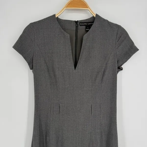 Ralph Lauren Black Label Wool Sheath Dress Size 4 Gray Workwear‎ Minimalist Chic - Image 3