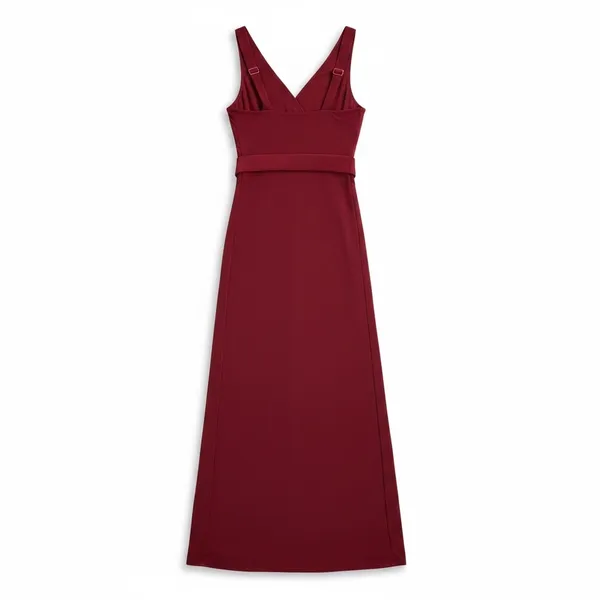 Boohoo Petite Burgundy V Neck Double Slit Maxi Dress US‎ 0 UK 4 Formal Gown Red - Image 3