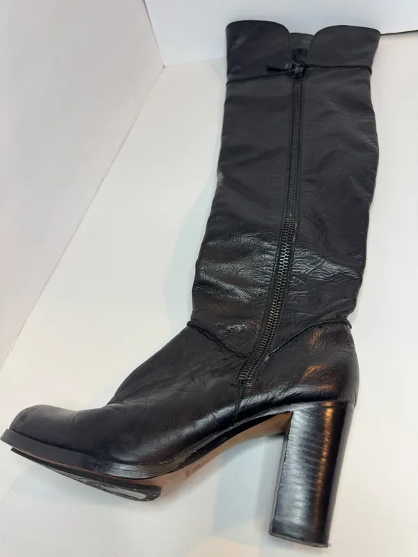 Modern Vintage Black Leather Boots Womens Size EU36.5 - Image 12