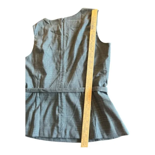 Ann Taylor Sleeveless Peplum Blouse Top Size 12 Green Back Zip Belted Office - Image 6
