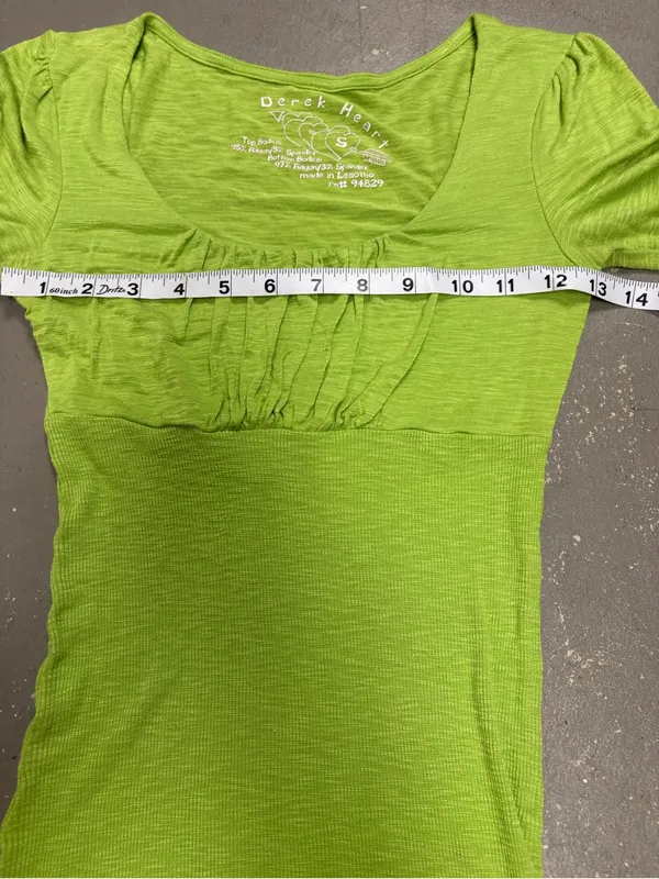 Derek Heart Y2K Lime Green Babydoll Coquette Hannah Montana Shirt Womens Small - Image 4