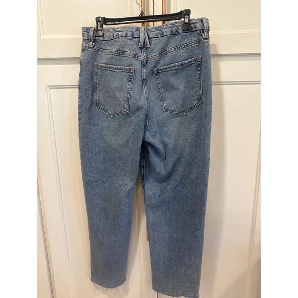 Good American Good Straight High Rise Raw Hem Jeans casual size 10/30 Preppy - Image 6