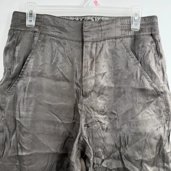 Anthropologie Shimmer Cargo Jogger Pants Womens Small Green Metallic Utility - Image 2