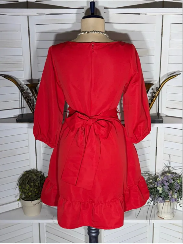 NWT peasant dress 3/4 ballooned sleeves ruffled homecoming cocktail Holiday sz S - Image 2