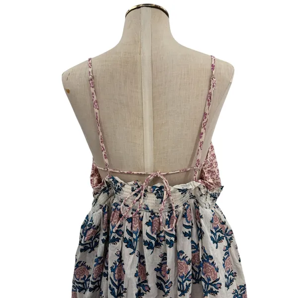 Anthropologie Celandine Straight Neck Tiered Floral Smocked Mini Dress XL - Image 10