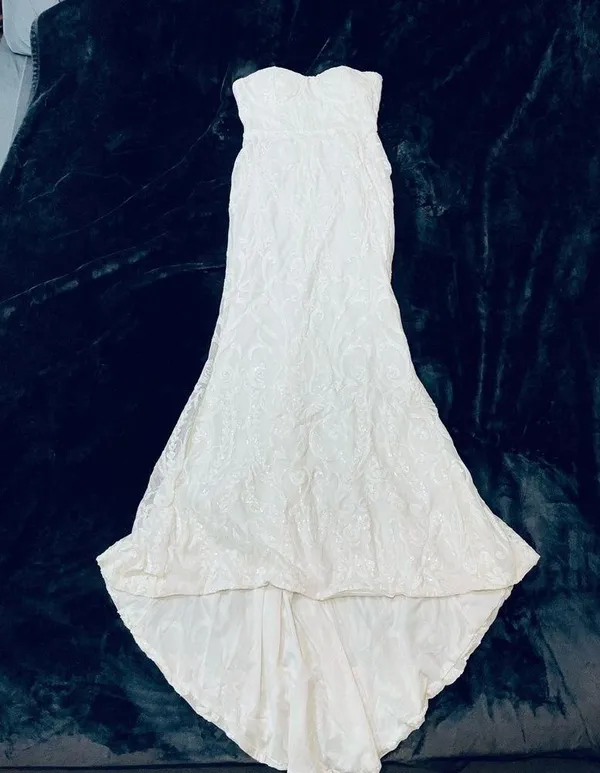 Gorgeous White Strapless Sequin Gown - Image 7