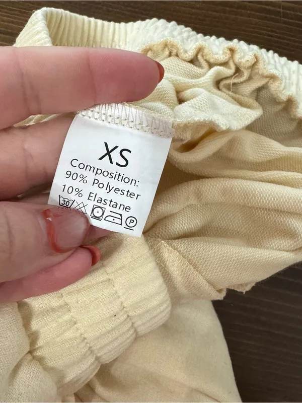 cream elastic-waist wide-leg lounge trousers. XS - Image 6