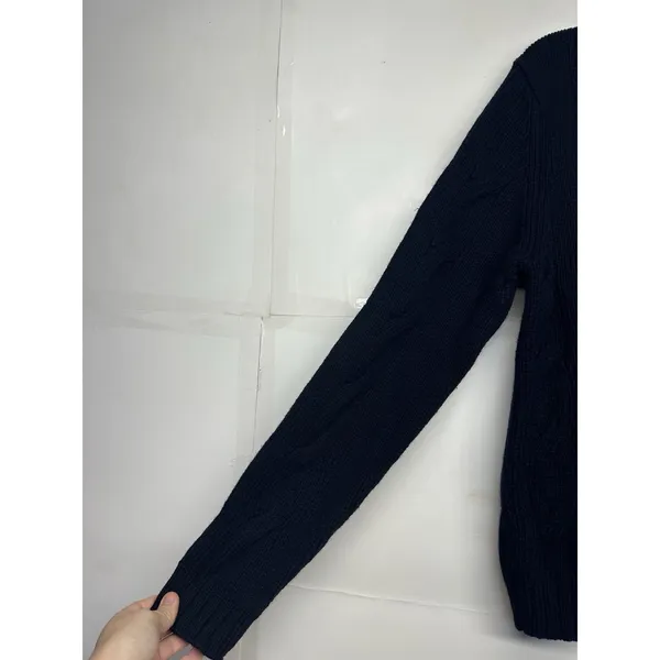 Abercrombie & Fitch Vintage Women’s XL Navy Cable Knit V-neck Sweater - Image 2