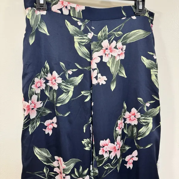 Victoria's Secret Floral Satin Pants M PJ Lounge Wide Leg Cottagecore Boho - Image 3