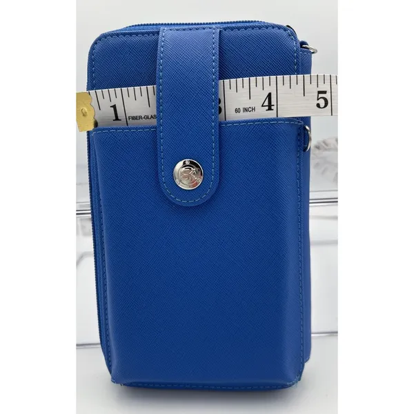 Blue Crossbody Wallet Purse Phone Holder RFID Zipper Credit Card Money NWOT - Image 6