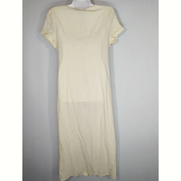 Cider Solid V-neck Yellow Button Shift‎ Maxi Dress MEDIUM NWT Coastal Casual - Image 7