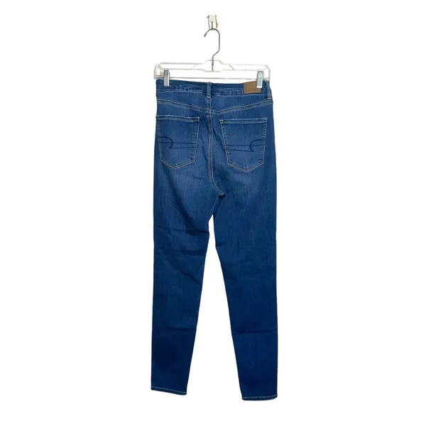 American Eagle Dark Wash Super High Rise Ripped Curvy Skinny Jeans - Image 6