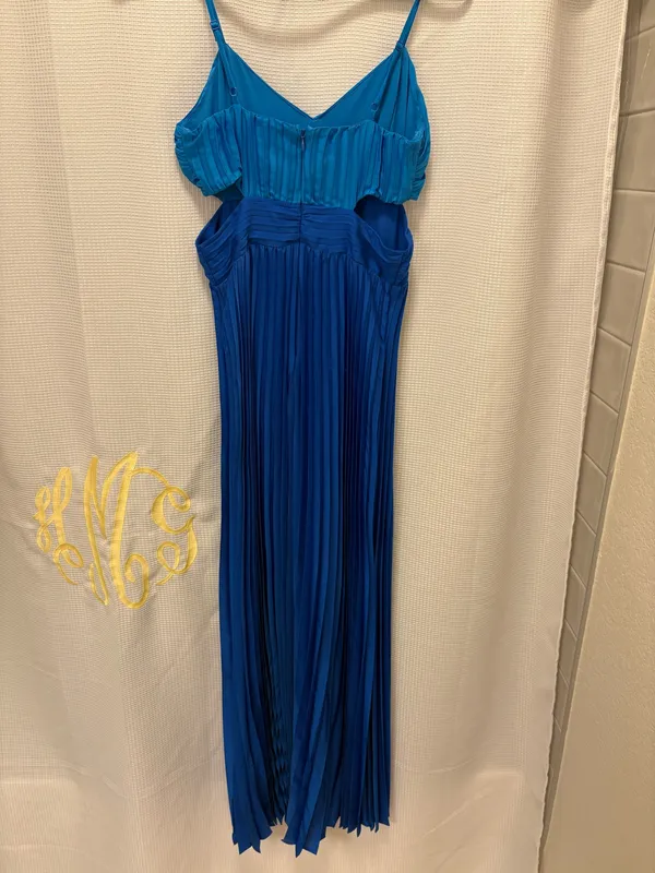 Express Pleated Maxi Blue Dress - Image 3