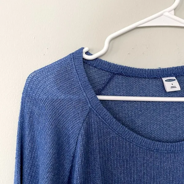 Old Navy blue‎ crew neck knit sweater top comfortable shirt casual classic - Image 2
