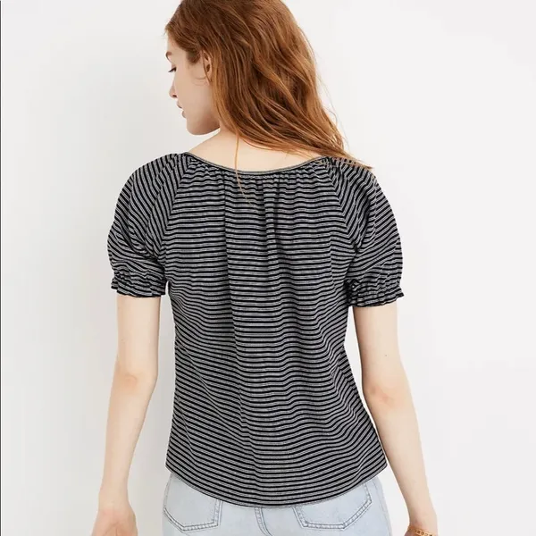 Madewell Texture and Thread striped peasant top - Image 2