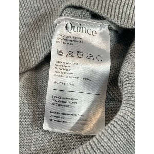 Quince Womens XL Gray Cotton Cashmere Blend Relaxed Short Sleeve Sweater NWT - Image 7