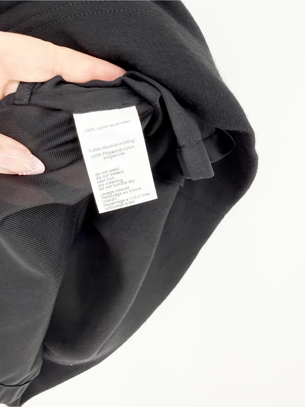 AKRIS Drawstring Wool Pencil Skirt Women's 6 Black Quiet Luxury - Image 8