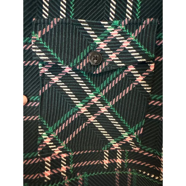 Maeve Anthropologie Plaid Faux Fur Collar Cropped‎ Jacket Green L NWT - Image 8