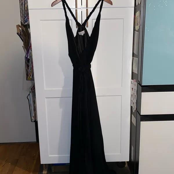 Ceremony Joanna August Black Maxi Wrap Dress Gown special occasion cocktail - Image 6