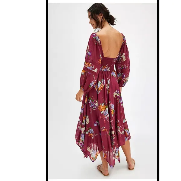 Free People Morning Glory Maxi Dress Small smocked lace boho cowgirl‎ maximalist - Image 2
