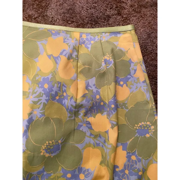 Northern Isles Vintage Floral A-Line Skirt Green Yellow Blue Retro Print Bold - Image 5