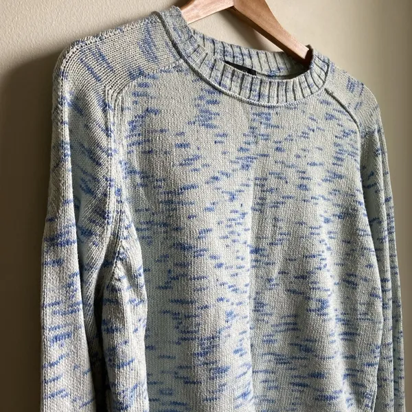 J.Crew Speckled Cotton Sweater (Sz XL) Sky Cabana Space Dye Blue - Image 3