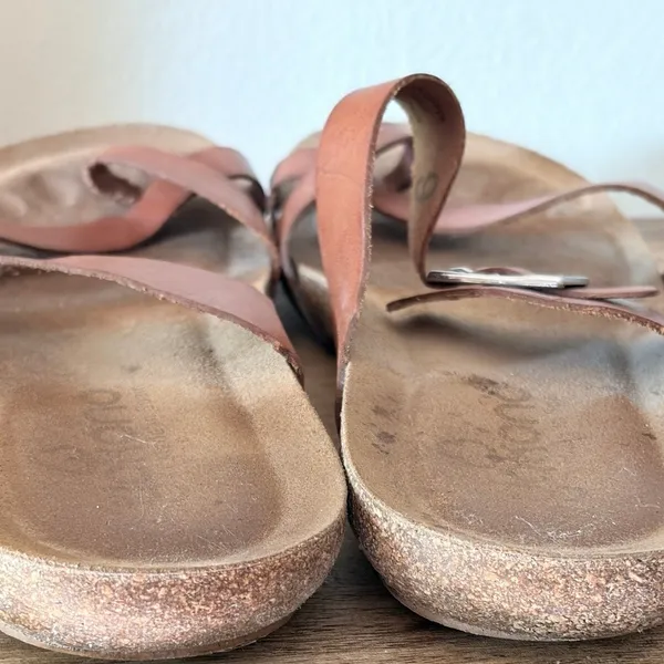Yokono Tan Leather Toe‎ Loop Cork Slide Sandals Spain EU 40 US 9 - Image 8