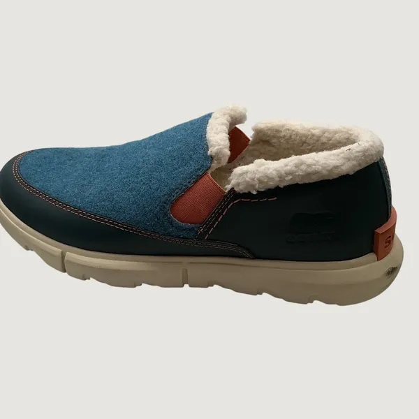 Sorel Explorer Blitz Drift Low Blue Felt Shearling Slip On Shoes LL4923-430 10 - Image 2