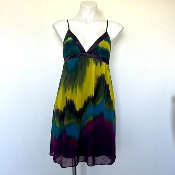 Forever 21 chiffon mini Dress criss cross tie back backless purple yellow MEDIUM - Image 11