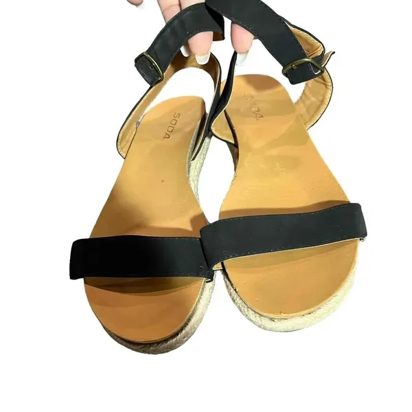 SODA Tacoma Espadrille Black Open Toe Ankle Strap Sandals Women's Size‎ 10 - Image 3