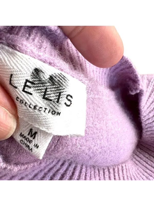 Le Lis Collection Butterfly Print Purple Oversized Sweater Size Medium - Image 8