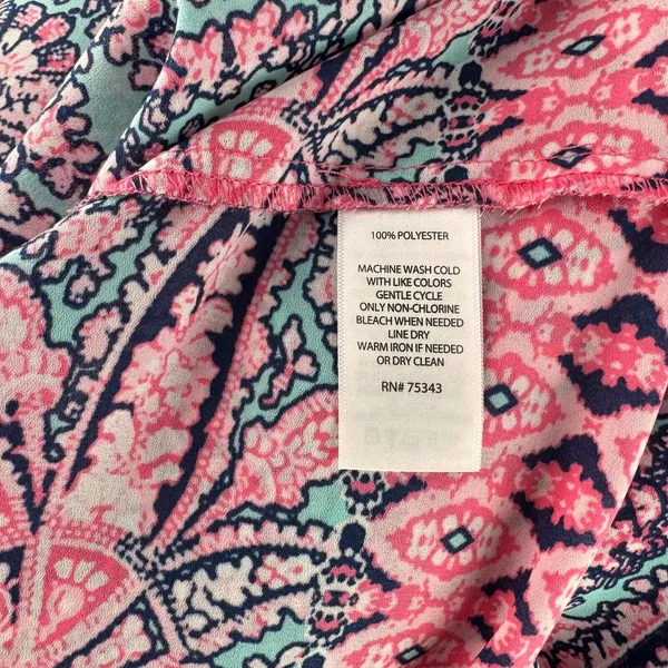 Cynthia Rowley Halter top Sz L Multicolor Paisley print, front keyhole - Image 5