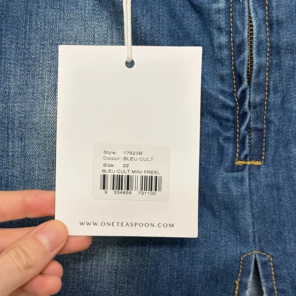 NEW One x One Teaspoon Cult Mini Free Love Denim Skirt - Size 22 - Image 5