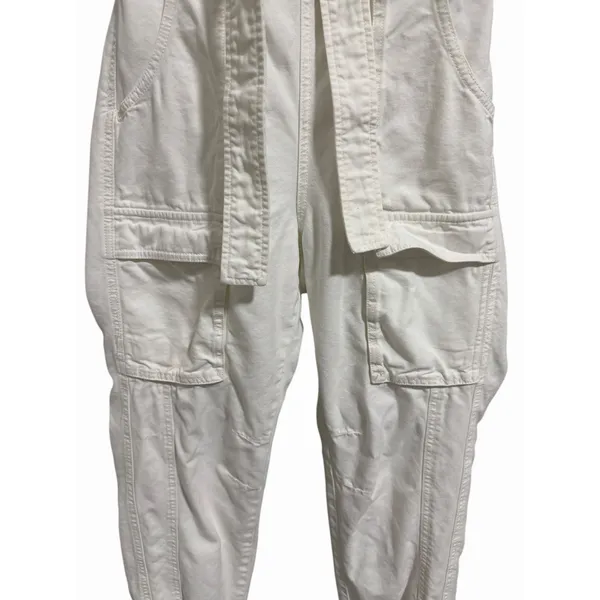 Free People Go West Jean‎ Denim Overall Jumpsuit Zinc White Women's Size Small - Image 9