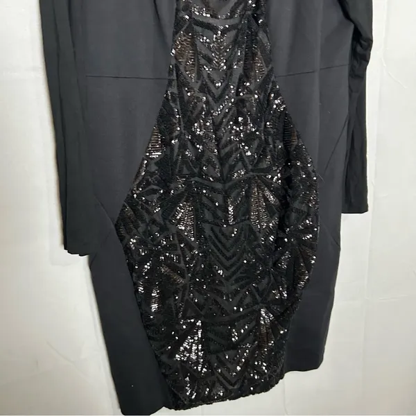 Lane‎ Bryant Black Sequin Front Cut Out Knee Length Dress Size 18 - Image 5