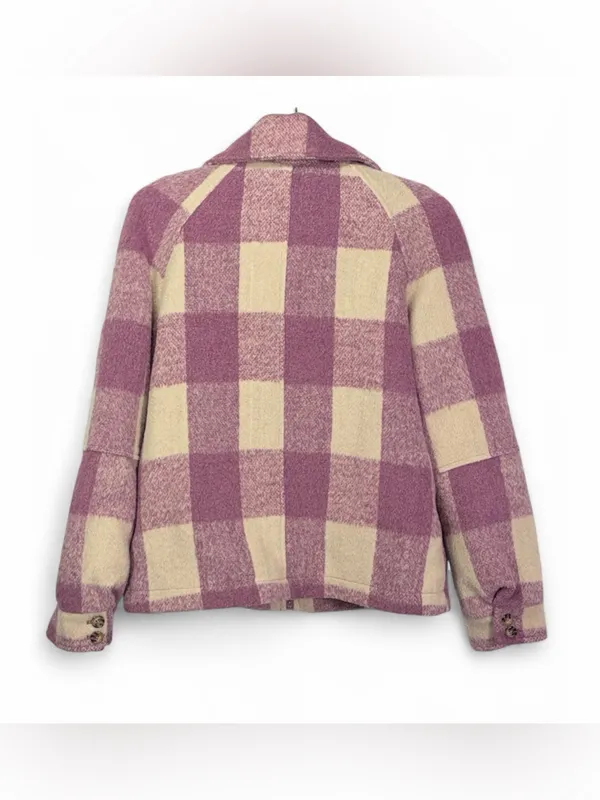 Anthropologie Avec Les Filles Women’s Pink Plaid Zip Crop Top Jacket Size Small - Image 16