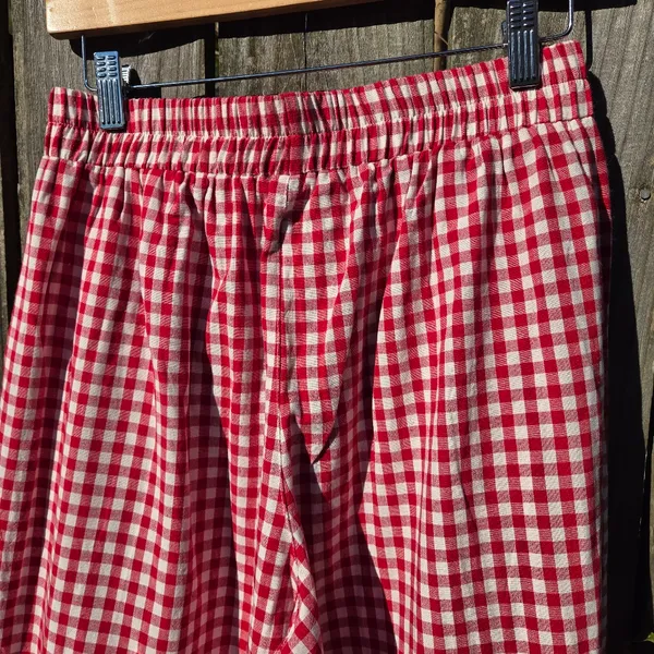 Lomon Red and White Gingham pajama Pants M - Image 8