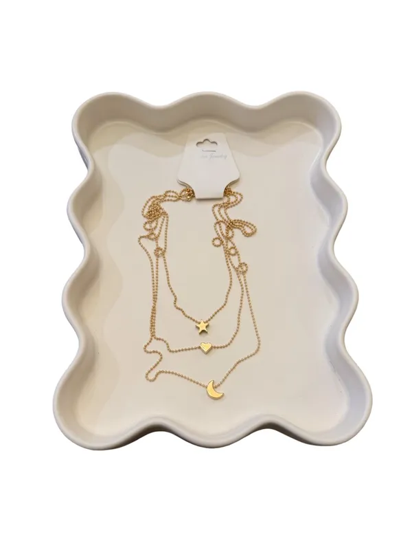 Gold 3 Layer Star Moon Heart Necklace Boho Minimalist - Image 3
